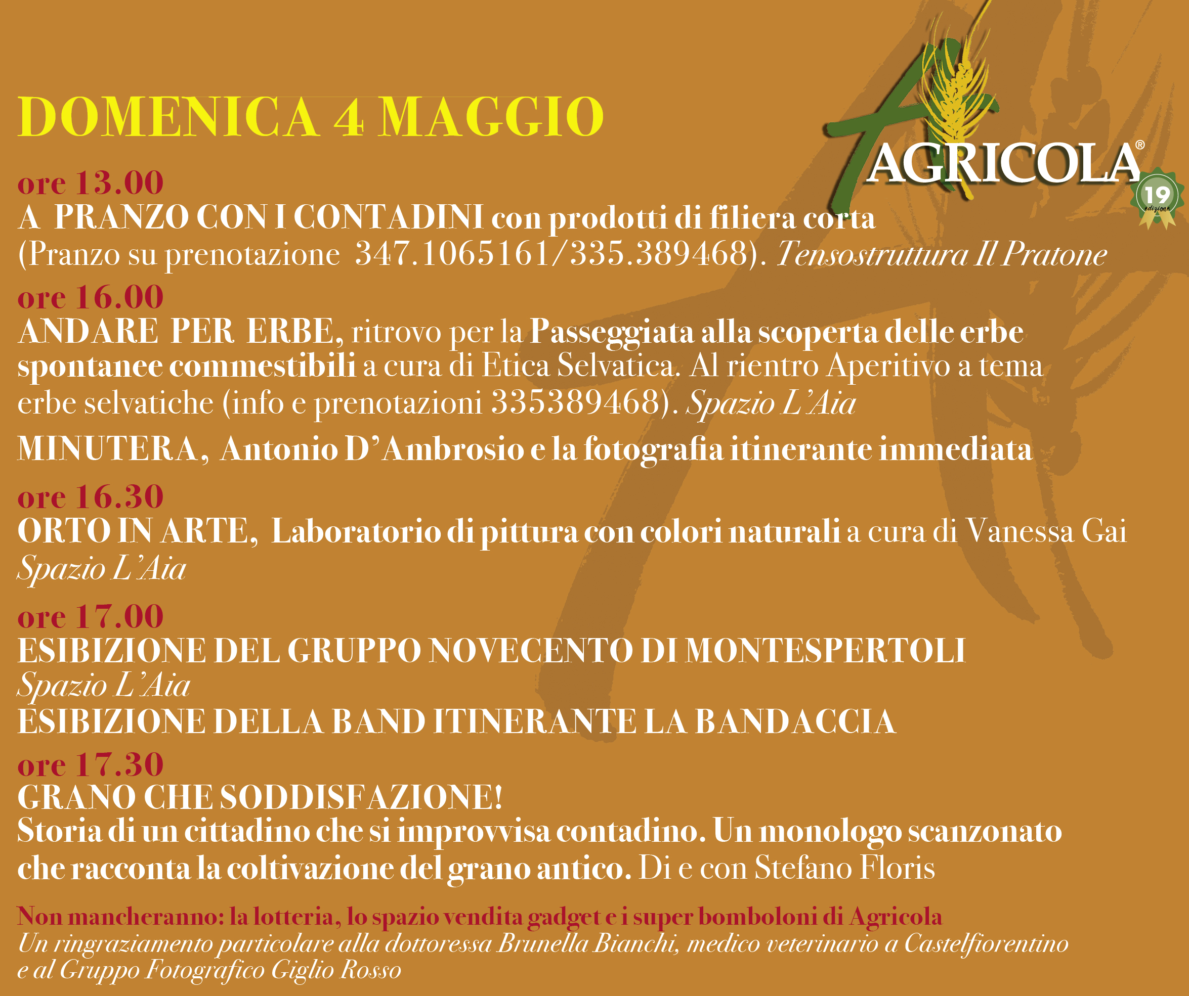 Programma domenica 4 maggio