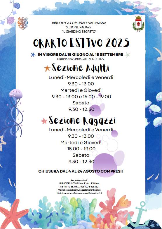 Locandina orario estivo