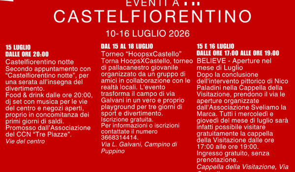 Newsletter Eventi a Castelfiorentino 10 luglio - 16 luglio 2026 - pag. 3