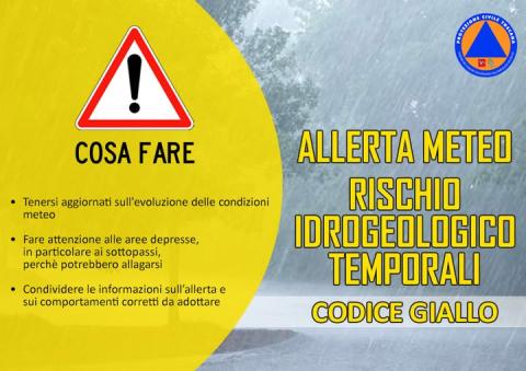 Logo allerta meteo gialla rischio idrogeologico idraulico e temporali