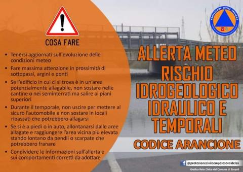 Logo allerta meteo arancione rischio idrogeologico idraulico e temporali