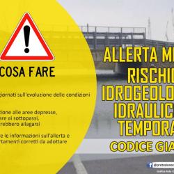 Allerta Codice GIALLO per i rischi IDROGEOLOGICO-IDRAULICO RETICOLO MINORE e TEMPORALI FORTI
